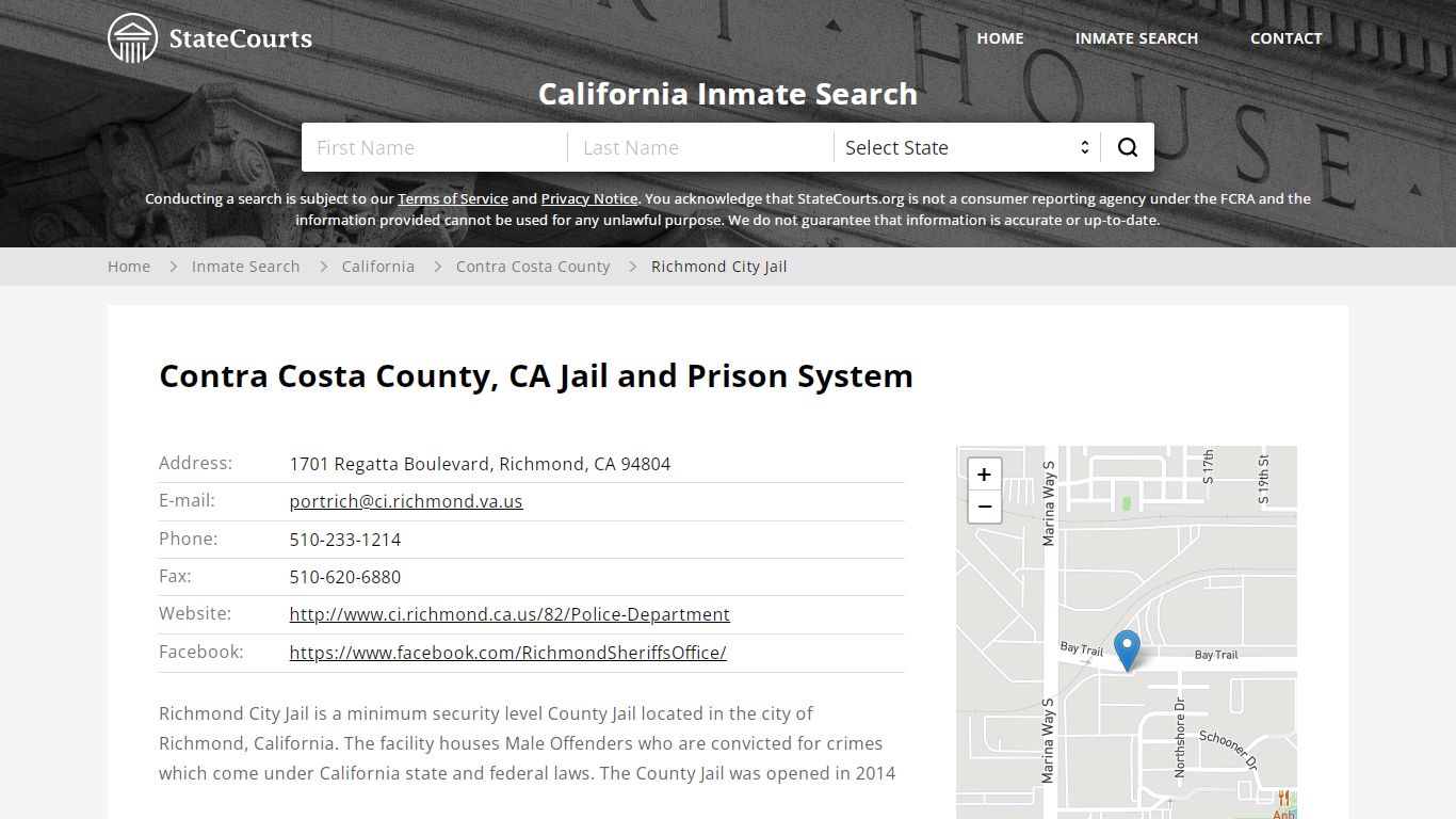 Richmond City Jail Inmate Records Search, California - StateCourts